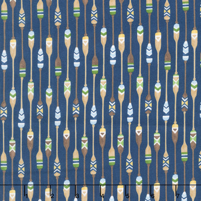 On Lake Time - Patterned Paddles Deep Water Yardage