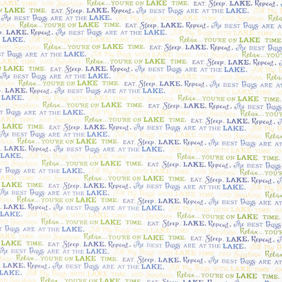 On Lake Time - Lake Words Cloud White Yardage