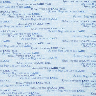 On Lake Time - Lake Words Sky Blue Yardage