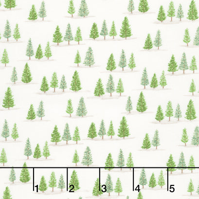 On Lake Time - Tiny Trees Cloud White Yardage