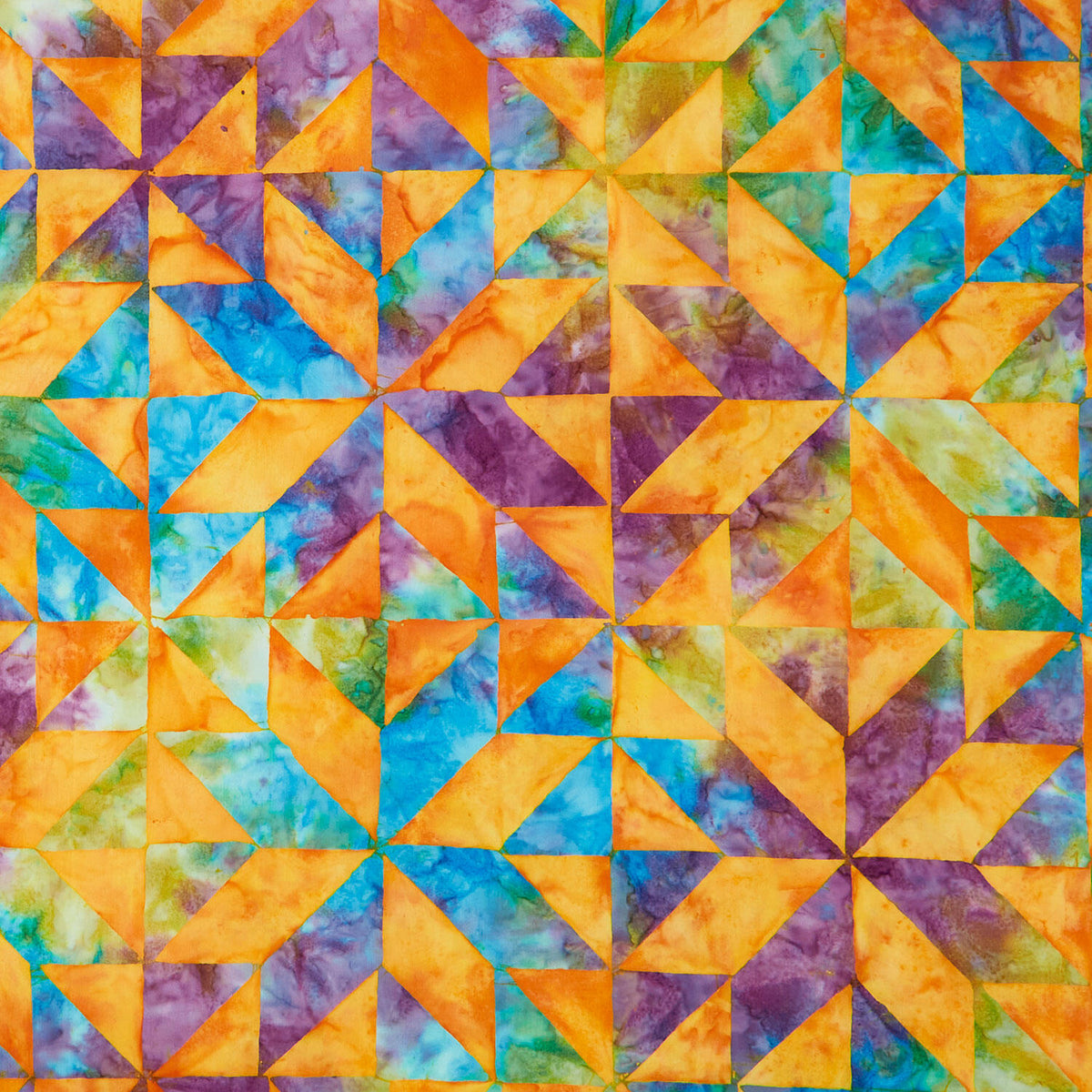Quilt Blocks - Quilt Block 4 Cheater Print Tangerine Yardage