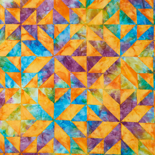 Quilt Blocks - Quilt Block 4 Cheater Print Tangerine 108" Wide Yardage