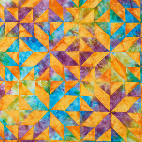 Quilt Blocks - Quilt Block 4 Cheater Print Tangerine Yardage