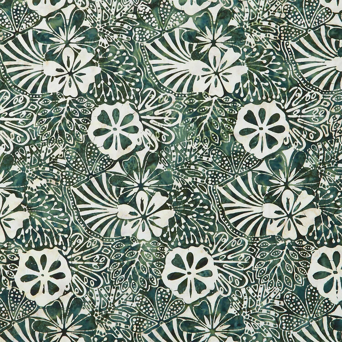 Monstera Deliciosa Batiks - Collage Forest Green Yardage