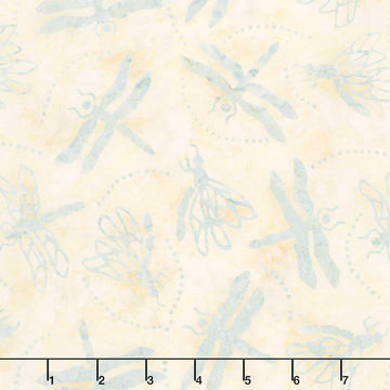 Monstera Deliciosa Batiks - Dragonflies Light Sea Fog Yardage
