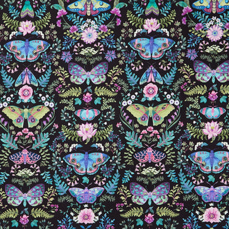 Nightshade - Butterfly Damask Black Multi Yardage