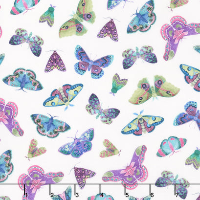 Nightshade - Tossed Moth White Multi Yardage