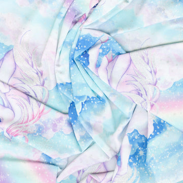 Sparkle Magic - Unicorn Cloud Blue Multi Metallic Yardage