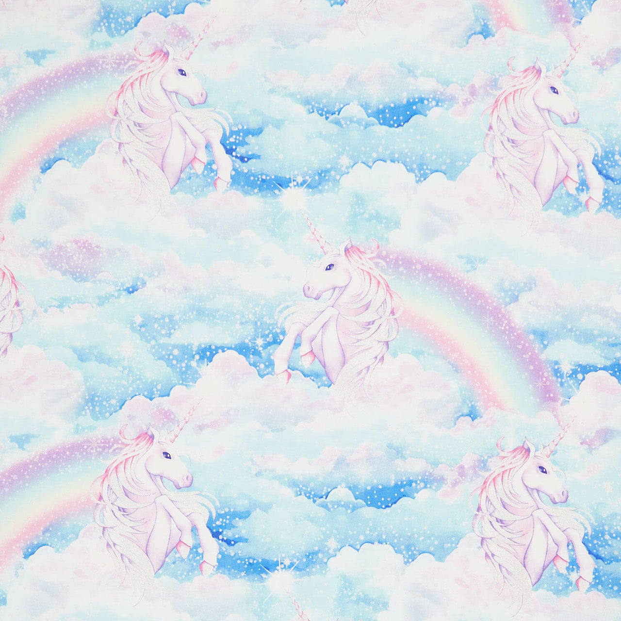Sparkle Magic - Unicorn Cloud Blue Multi Metallic Yardage