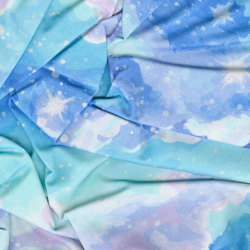 Sparkle Magic - Clouds Blue Multi Metallic Yardage