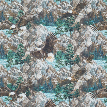 Stonehenge - Eagle Pass Eagle Scenic Blue Multi Yardage