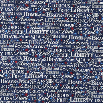 Stonehenge - Stars and Stripes Words Navy Multi Yardage