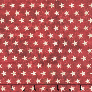 Stonehenge - Stars and Stripes Stars Red Cream Yardage