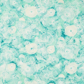 Deep Blue - Sea Flowers Light Teal Multi Yardage