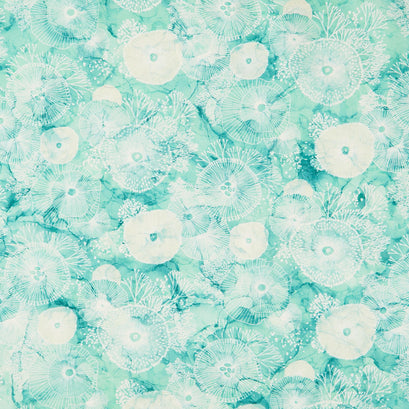 Deep Blue - Sea Flowers Light Teal Multi Yardage