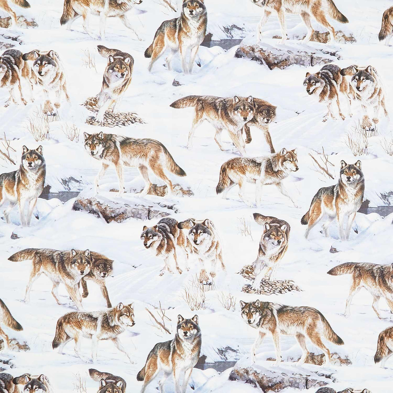 Wild at Heart - Wolves Light Blue Multi Yardage