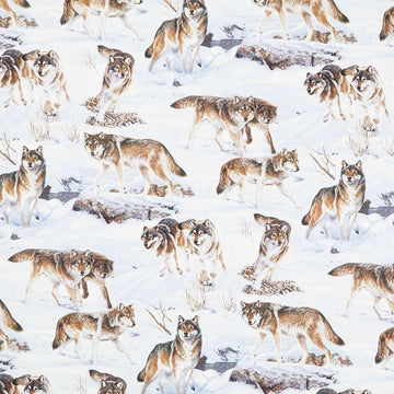 Wild at Heart - Wolves Light Blue Multi Yardage