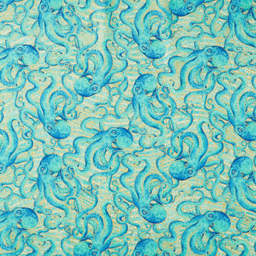 Shimmer - Enigma Octopus Light Turquoise Multi Metallic Yardage