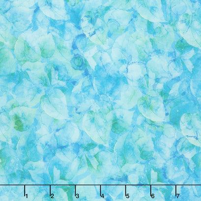 Concerto - Packed Leaves Green/Turq Yardage