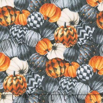 Spellbound - Pumpkins Black Multi Yardage