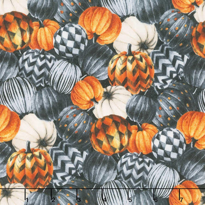 Spellbound - Pumpkins Black Multi Yardage