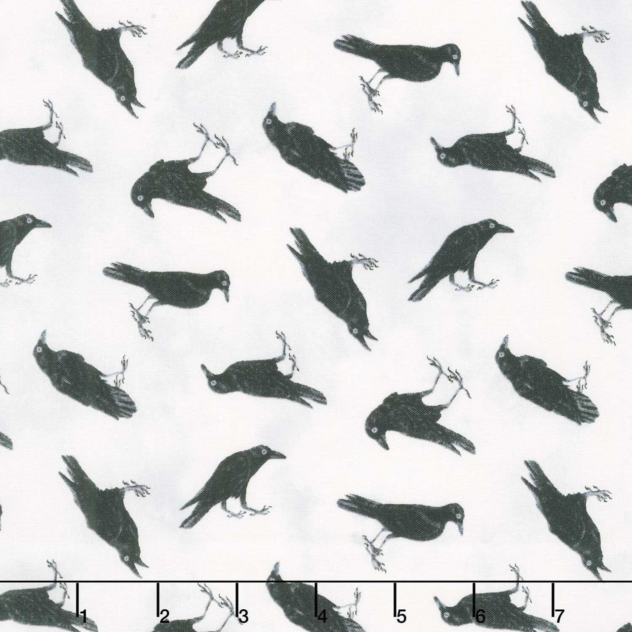 Spellbound - Tossed Crows White Multi Yardage