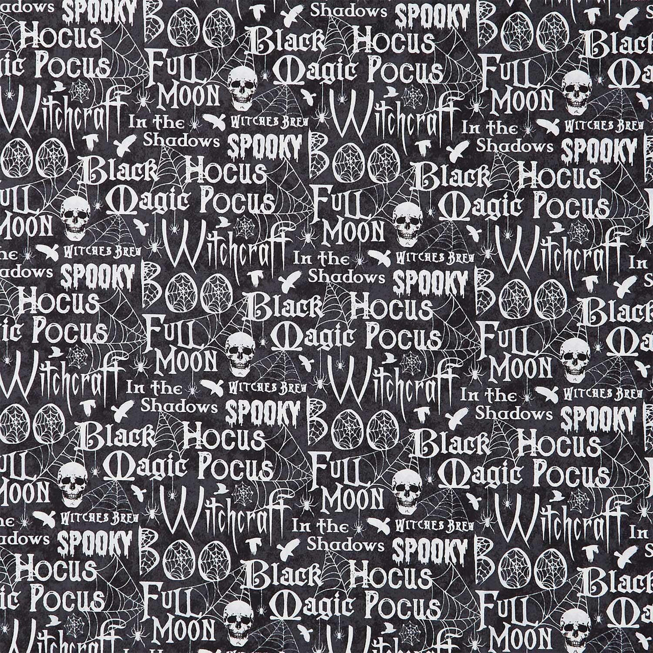 Spellbound - Words Black Multi Yardage