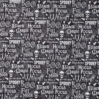 Spellbound - Words Black Multi Yardage