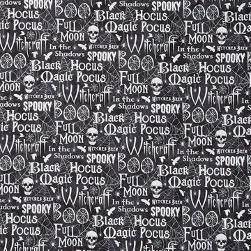 Spellbound - Words Black Multi Yardage