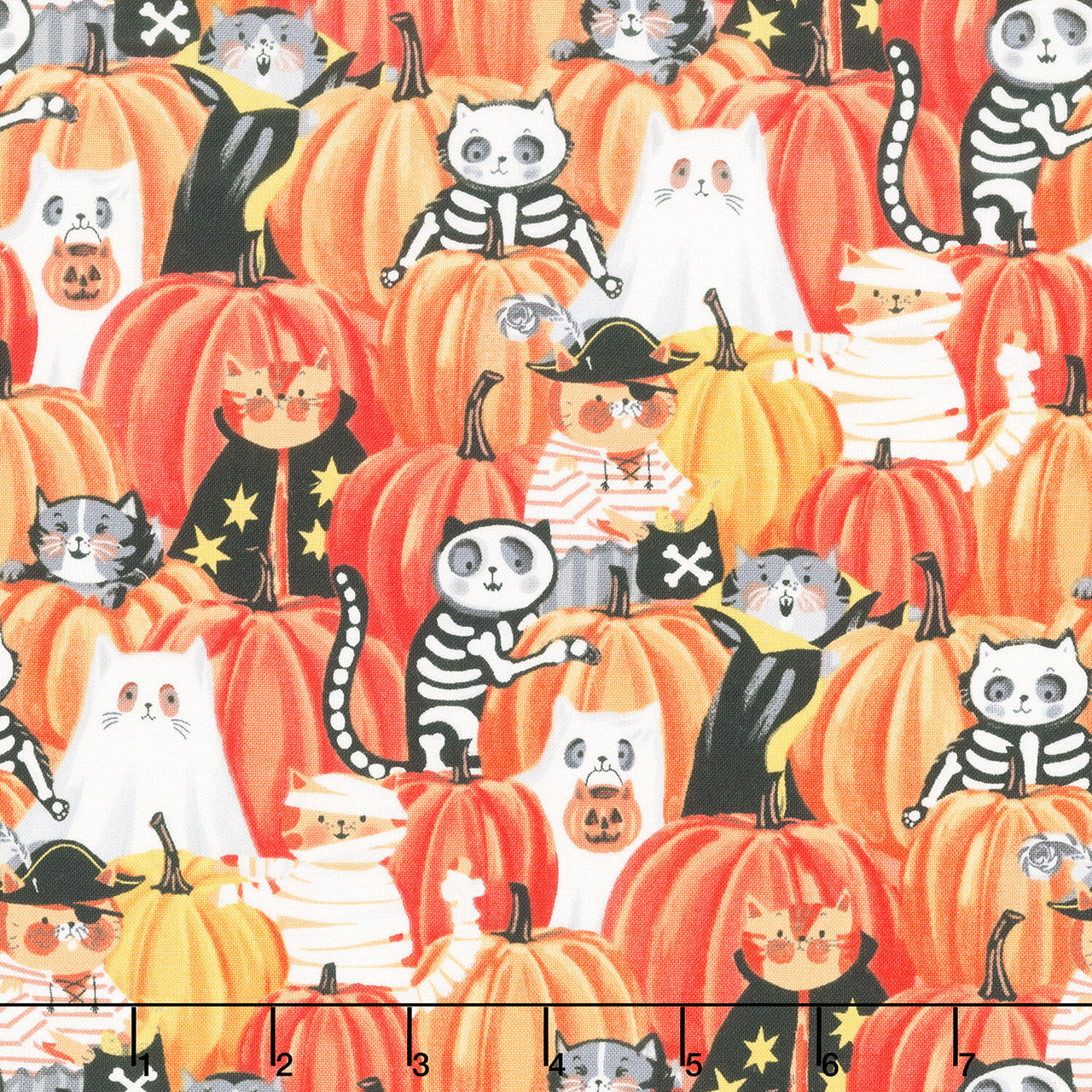 The Boo Crew - Peek Pumpkins Orange Multi Yardage