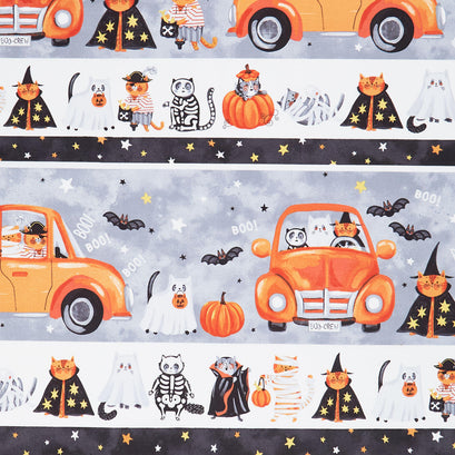 The Boo Crew - Border Stripe Gray Multi Yardage