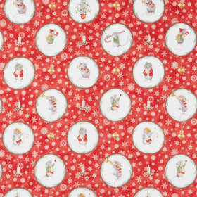 The Christmas Mouse - Wreaths Red Multi Yardage