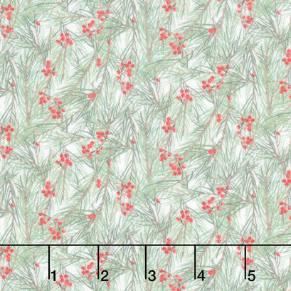 The Christmas Mouse - Greenery White/Green Yardage
