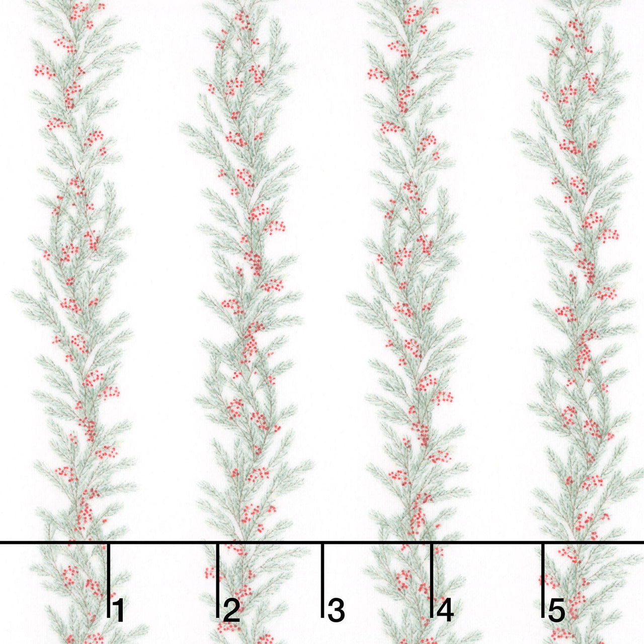 The Christmas Mouse - Greenery Stripe White/Green Yardage