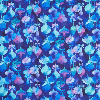 Midwinter Magic - Baubles Dark Blue Multi Yardage