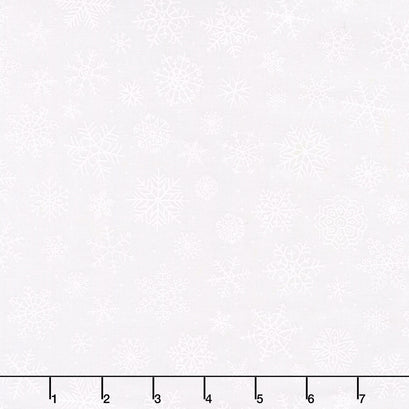 St. Nicholas - Snowflakes Pigment White Yardage