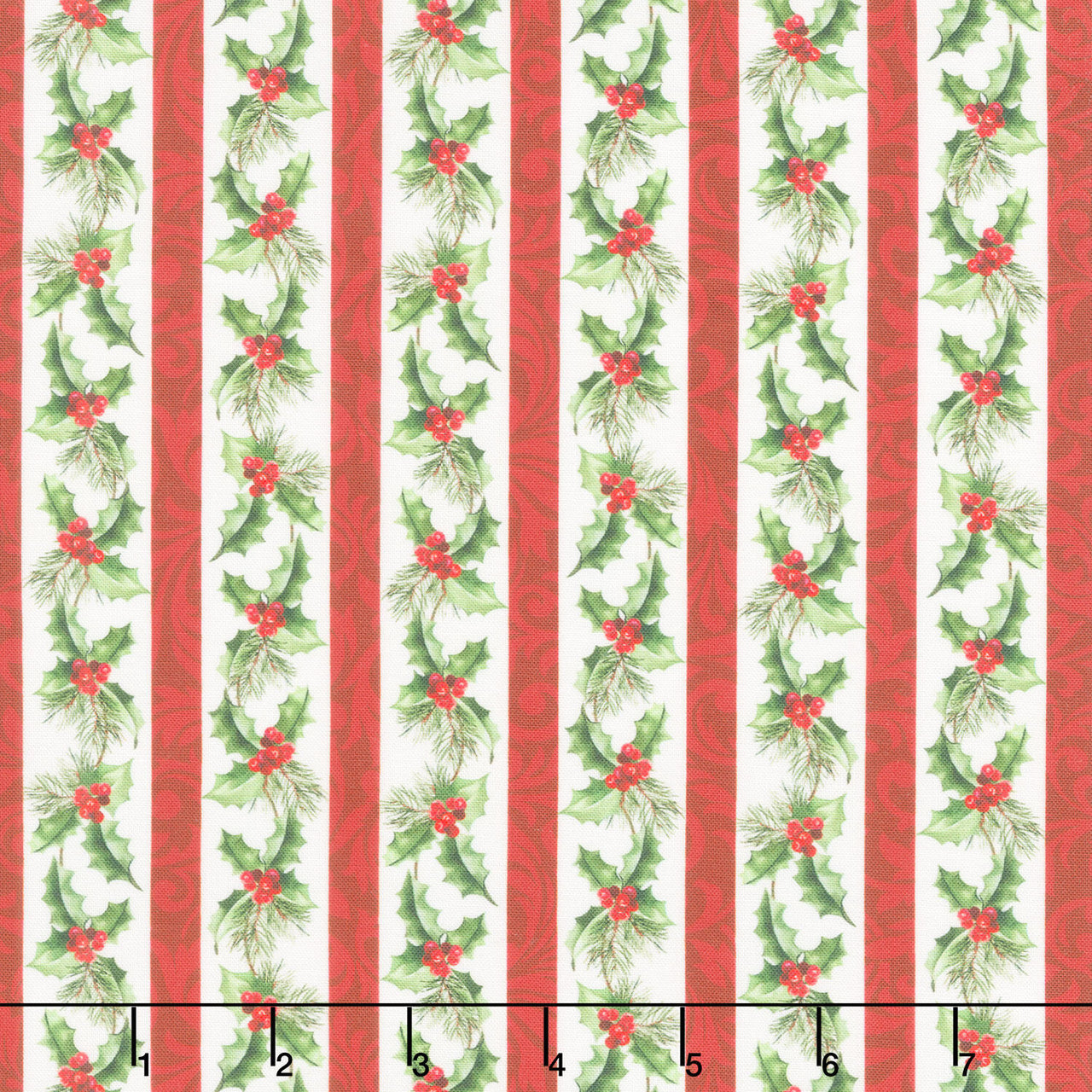 Holiday Joy - Holly Stripe Cream Multi Yardage