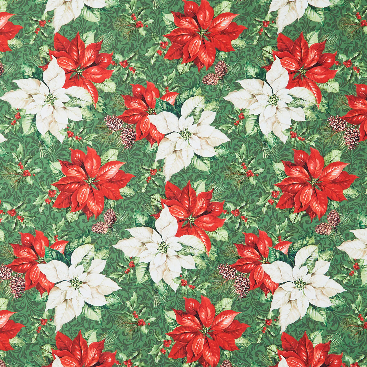 Holiday Joy - Open Poinsettia Pine Multi Yardage