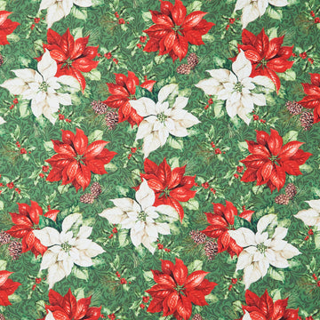 Holiday Joy - Open Poinsettia Pine Multi Yardage