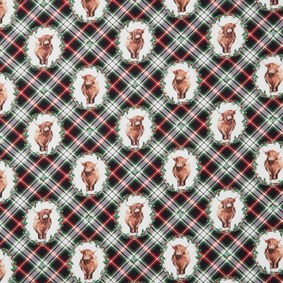 Highland Heart - Wreaths Black Multi Yardage
