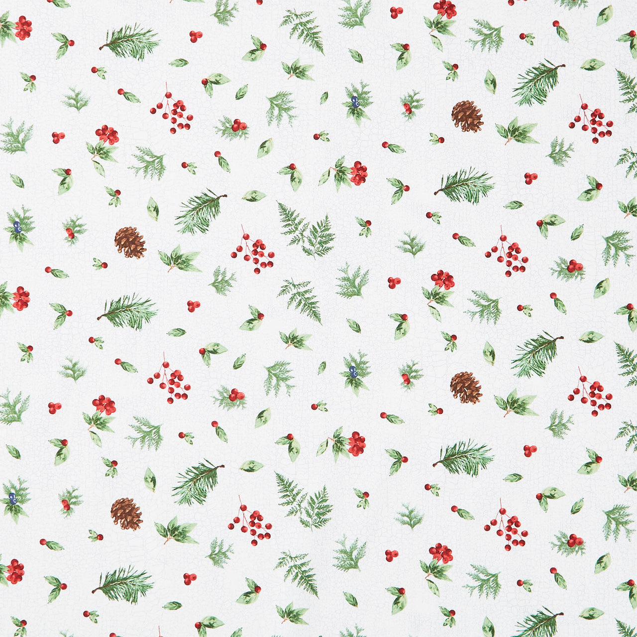 Winter Song - Pine Cone Toss White Multi Yardage