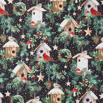 Winter Song - Birdhouse Feat Black Multi Yardage