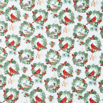 Winter Song - Wreaths White Multi Yardage