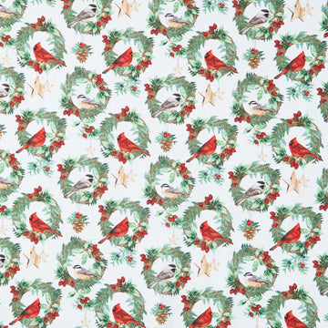 Winter Song - Wreaths White Multi Yardage
