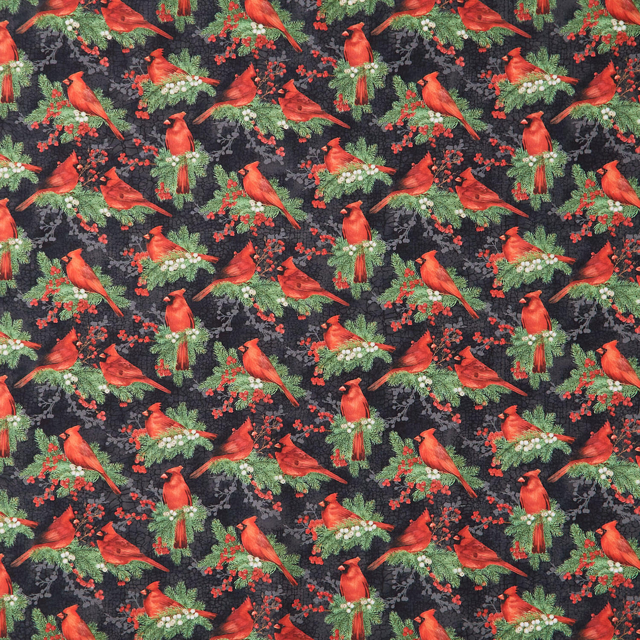 Winter Song - Cardinals Black Multi Yardage