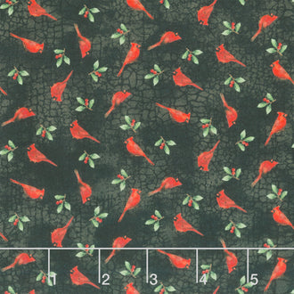 Winter Song - Mini Cardinals Black Multi Yardage
