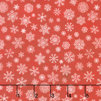 Winter Song - Snowflakes Red Yardage
