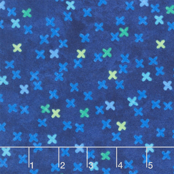 Hugs and Kisses Flannel - Big Kisses Blue Multi Yardage