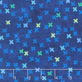 Hugs and Kisses Flannel - Big Kisses Blue Multi Yardage