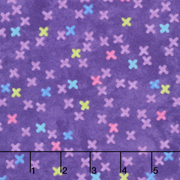 Hugs and Kisses Flannel - Big Kisses Purple Multi Yardage